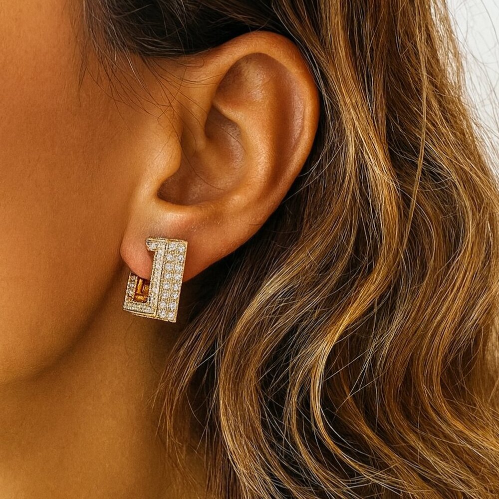 "Aurora" 3D Gold Plated Earrings - Picture 2 of 2